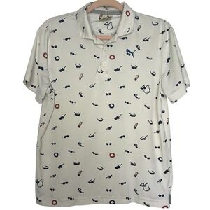 Puma Boys Size 11-12 Golf‎ Polo White Sunglasses Sun Wells Fargo Championship